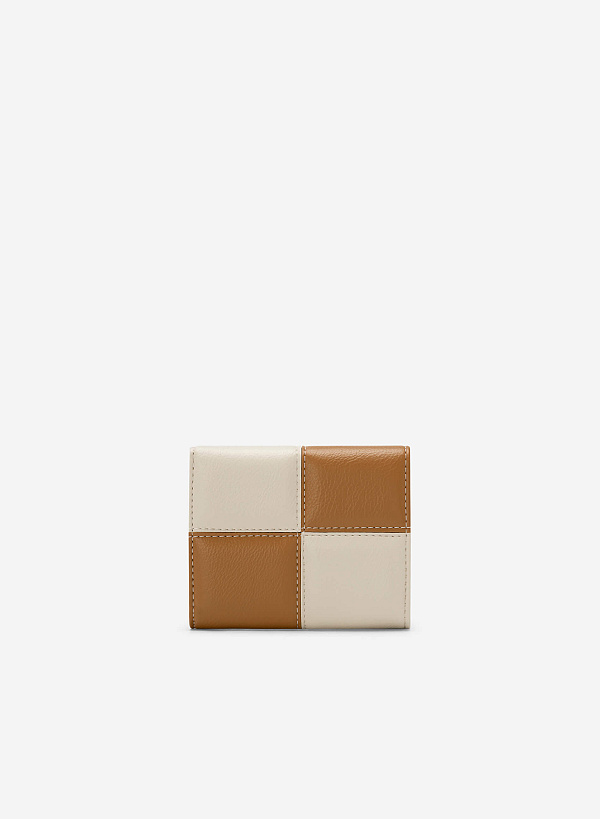Grid Pattern Wallet - WLL 0260 - Brown