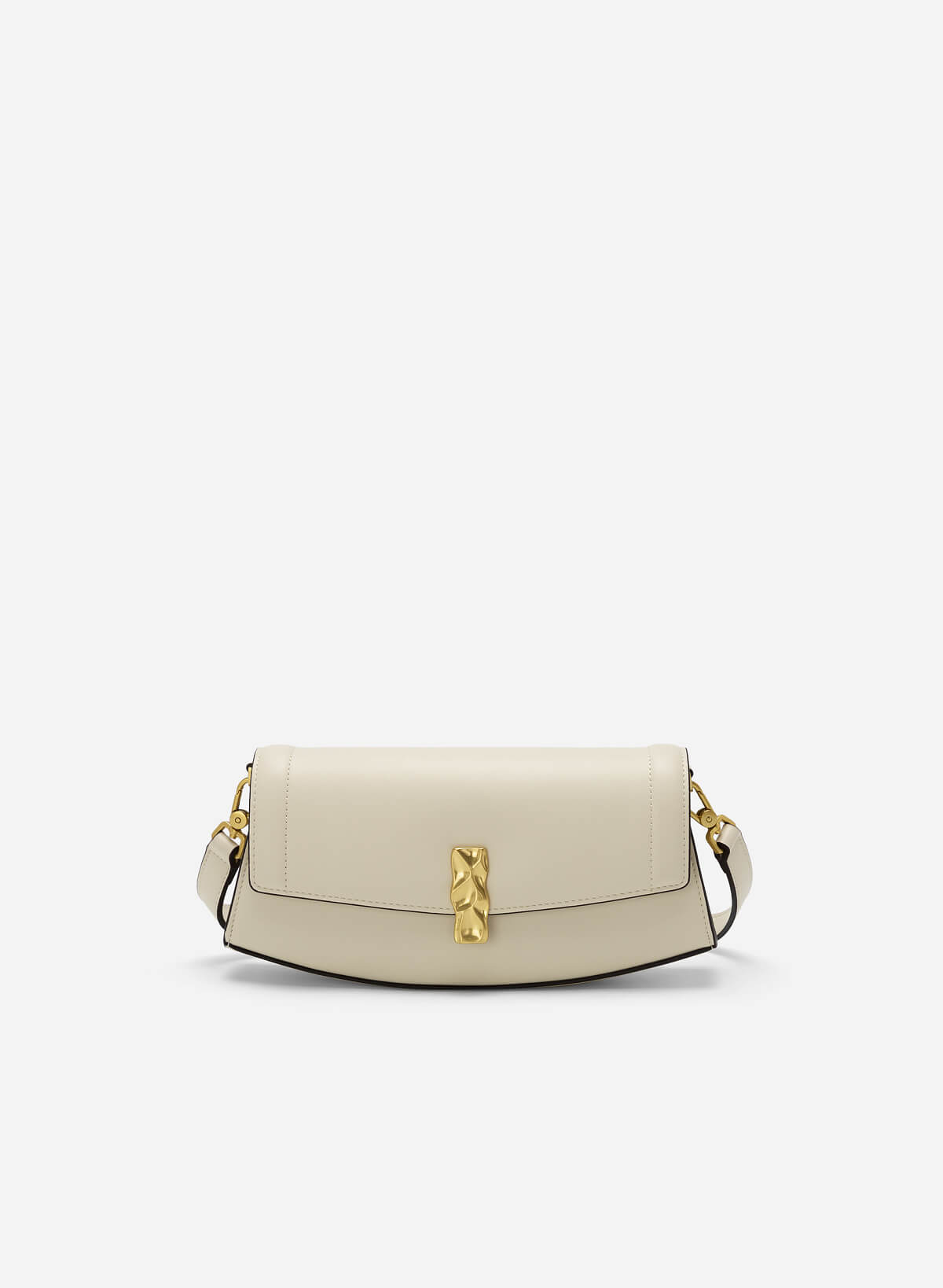Lock Décor Trapezoid Handbag - MES 0215 - Cream - vascara.com