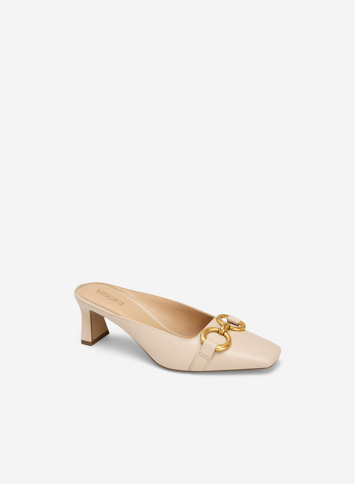 Metal Lock Décor Mules - MUL 0185 - Beige - vascara.com