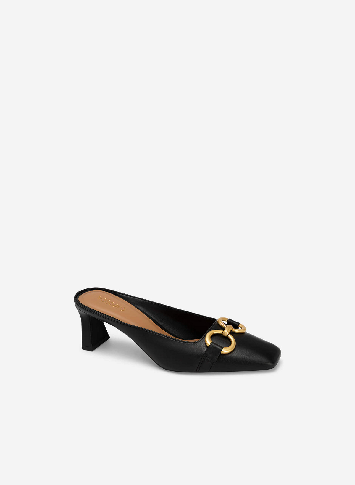 Metal Lock Décor Mules - MUL 0185 - Black - vascara.com