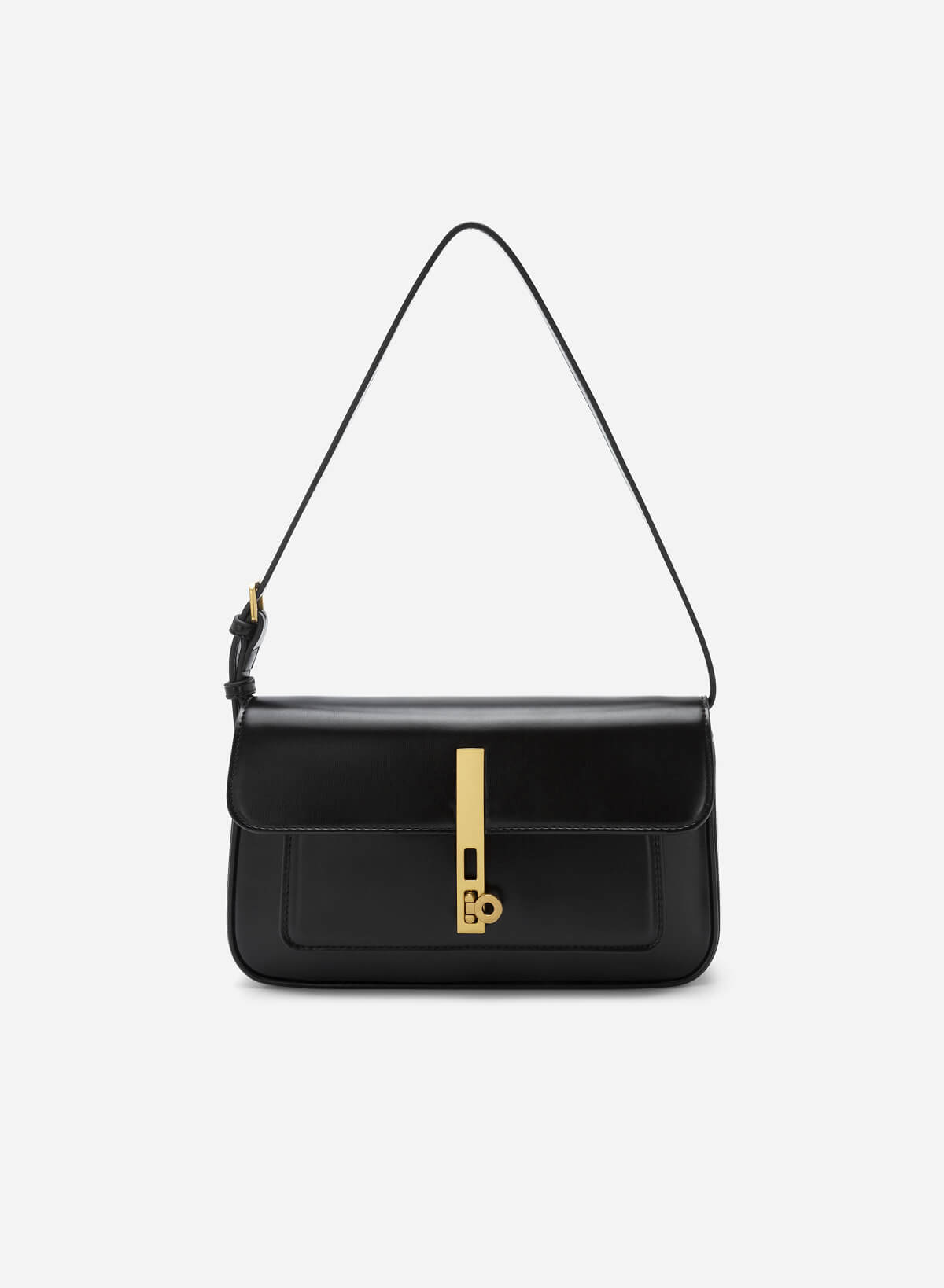 Metal Turn Lock Handbag - SAC 0313 - Black - vascara.com