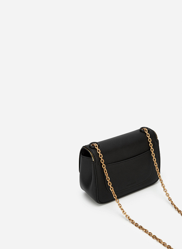 Metallic Edge Flap Crossbody Bag - MES 0222 - Black - VASCARA