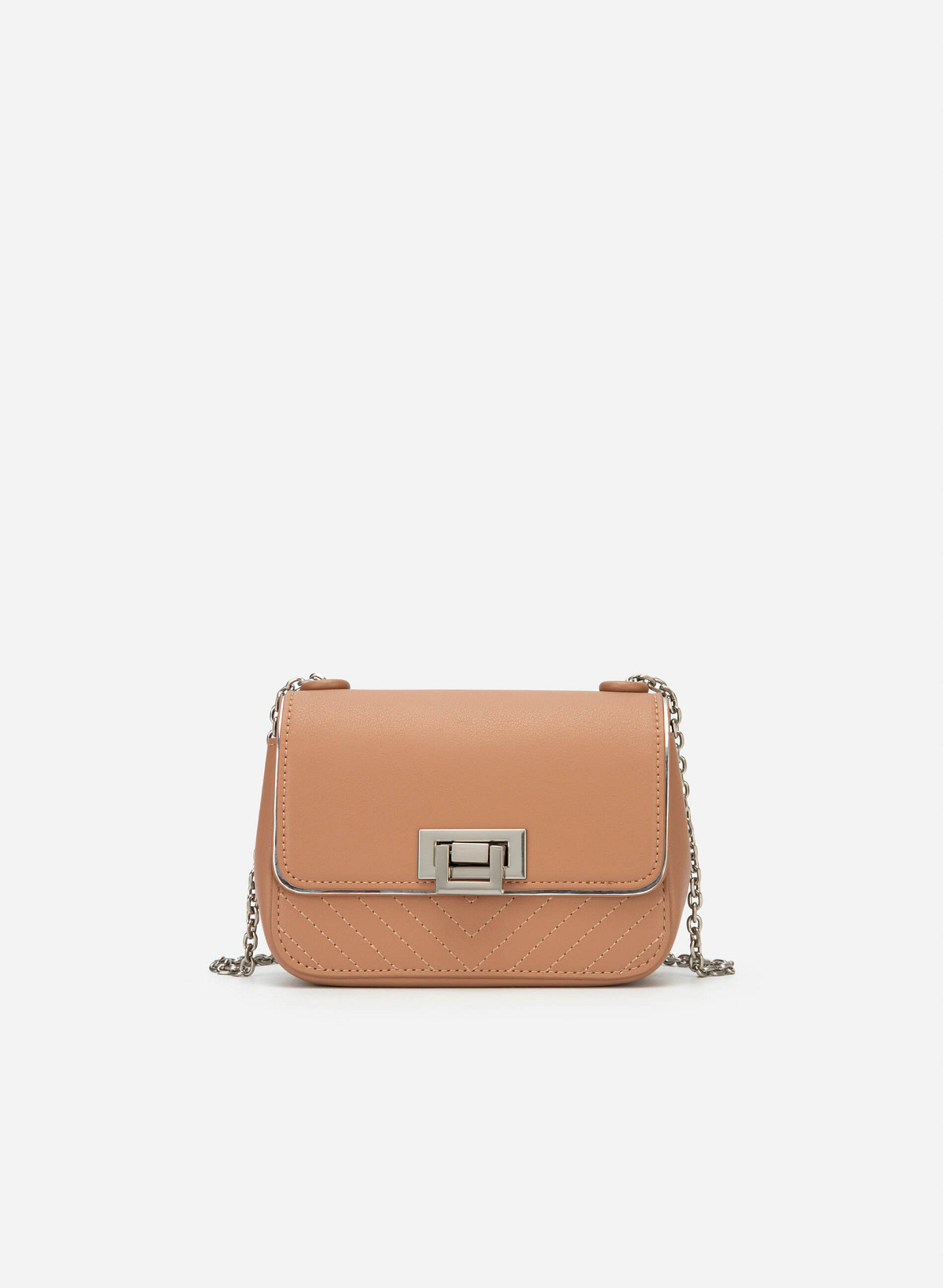 Metallic Edge Flap Crossbody Bag - MES 0222 - Dark Beige - vascara.com