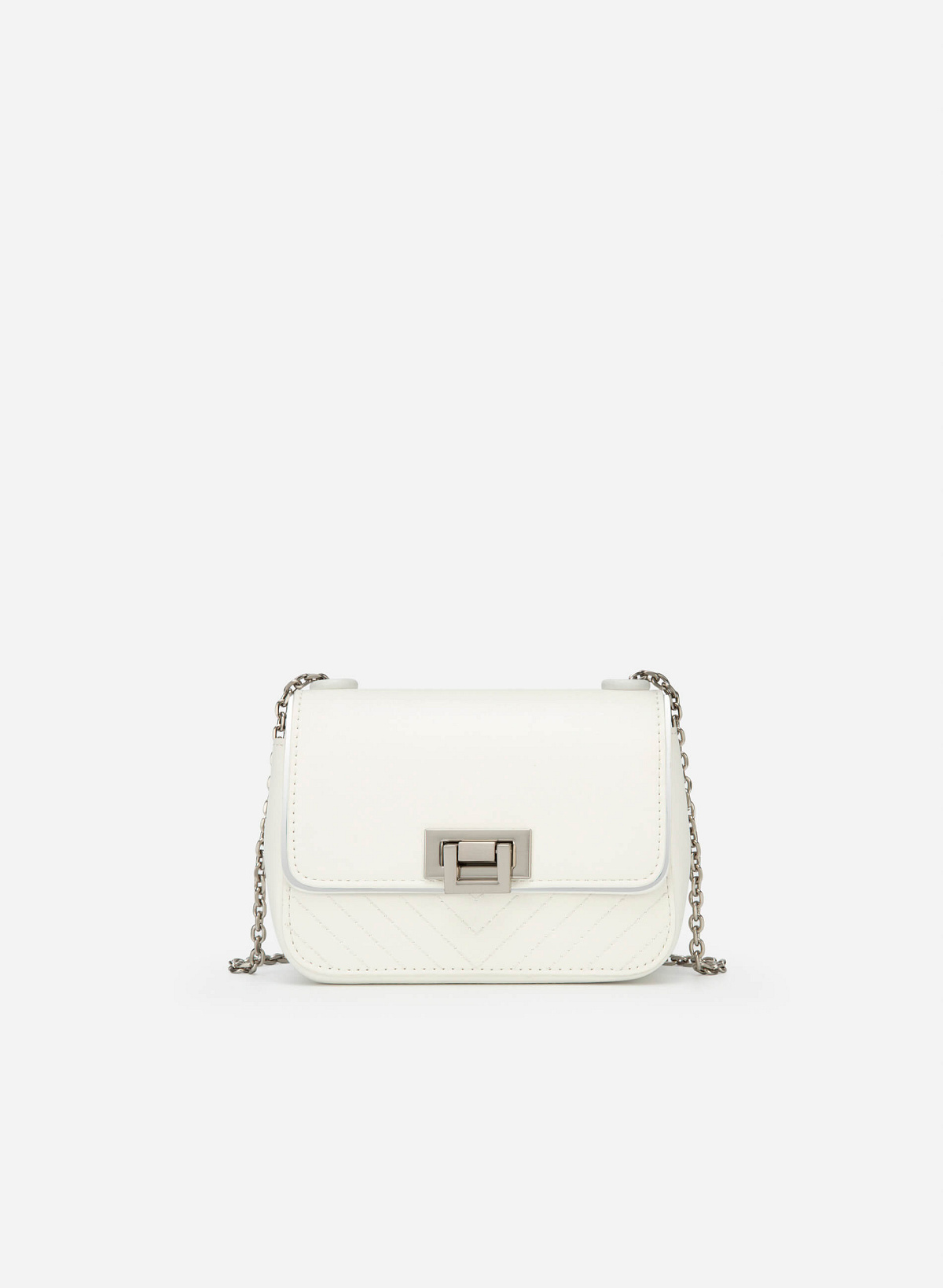 Metallic Edge Flap Crossbody Bag - MES 0222 - White - vascara.com