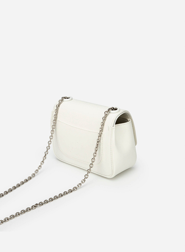 Metallic Edge Flap Crossbody Bag - MES 0222 - White - VASCARA