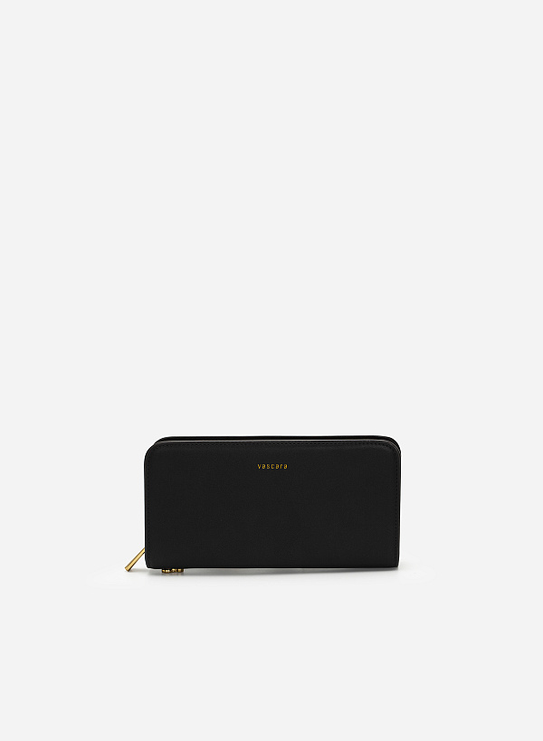 Rivet Décor Chain Handle Zip-Around Clutch - WLL 0258 - Black - VASCARA