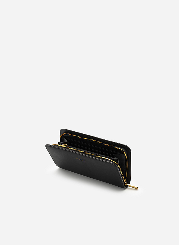 Rivet Décor Chain Handle Zip-Around Clutch - WLL 0258 - Black - VASCARA