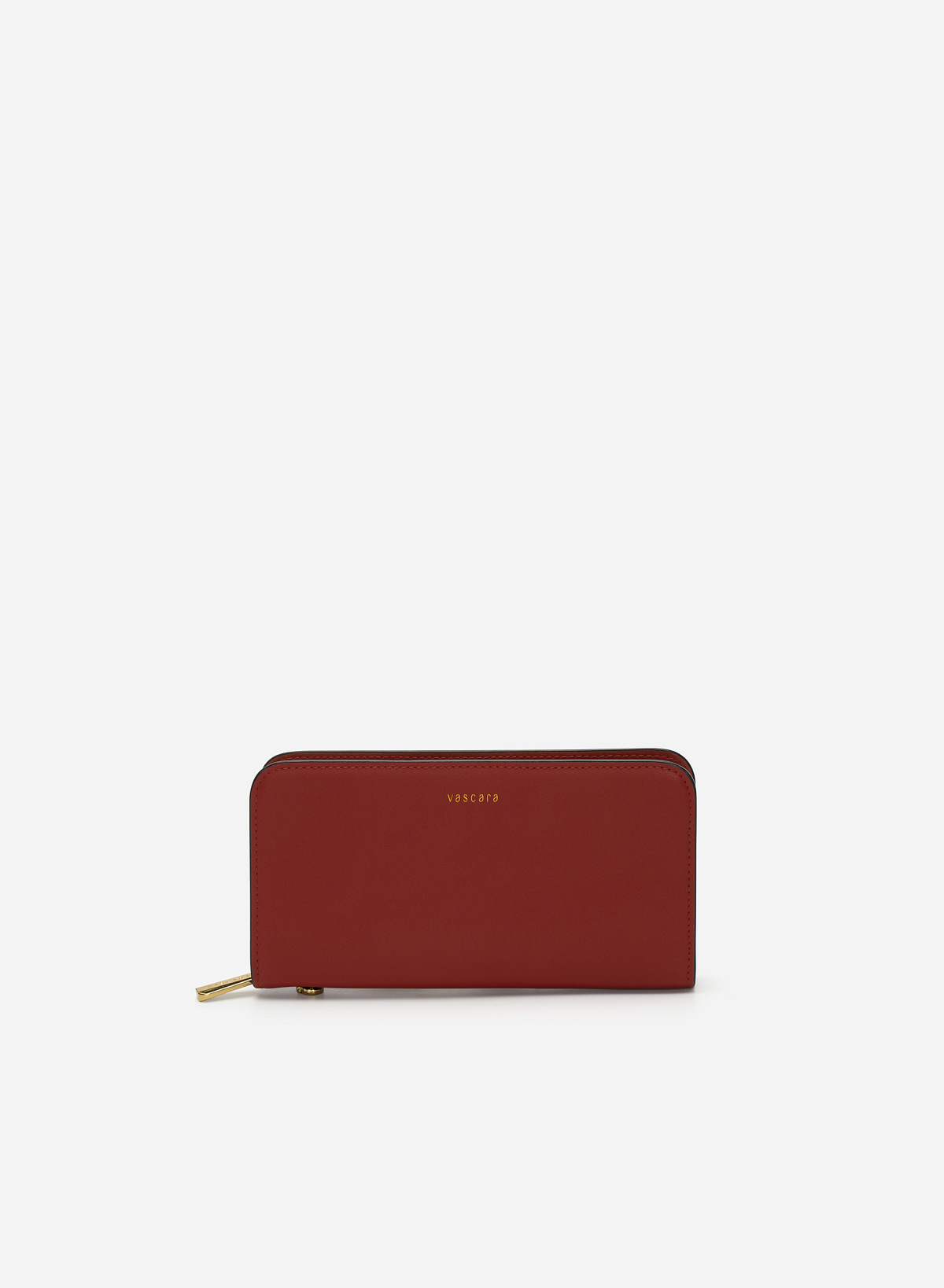 Rivet Décor Chain Handle Zip-Around Clutch - WLL 0258 - Dark Orange - vascara.com