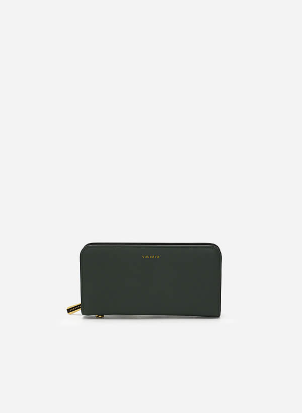 Rivet Décor Chain Handle Zip-Around Clutch - WLL 0258 - Green