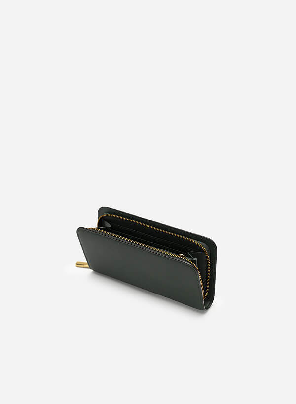 Rivet Décor Chain Handle Zip-Around Clutch - WLL 0258 - Green - VASCARA