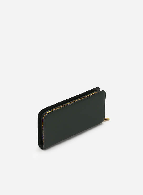 Rivet Décor Chain Handle Zip-Around Clutch - WLL 0258 - Green - VASCARA