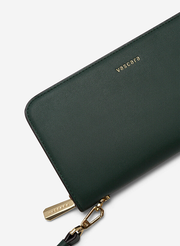 Rivet Décor Chain Handle Zip-Around Clutch - WLL 0258 - Green - VASCARA