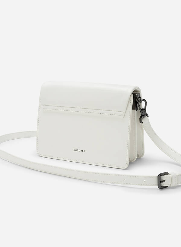 Ruched Flap Shoulder Bag - MES 0217 - White - VASCARA