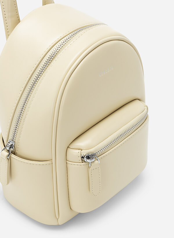 Silver Glitter-effect Mini Backpack - BAK 0173 - Light Yellow - VASCARA