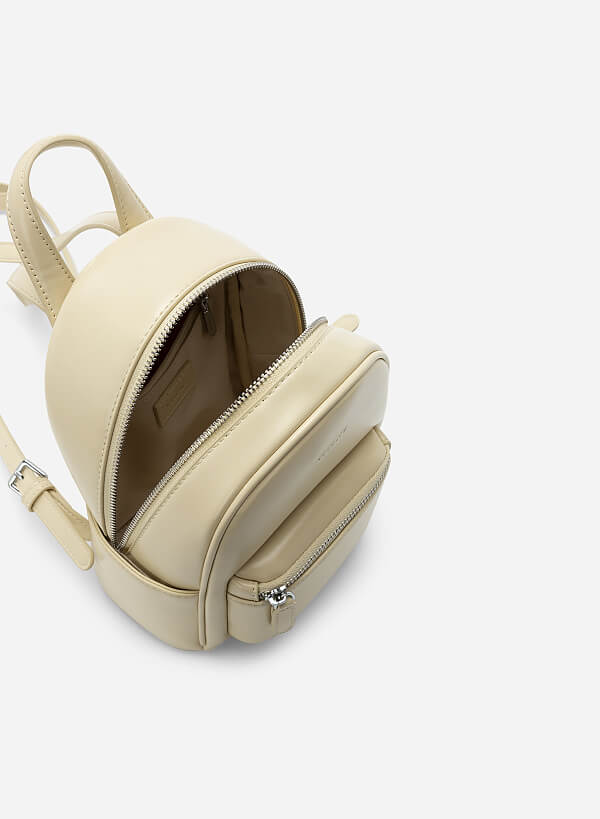Silver Glitter-effect Mini Backpack - BAK 0173 - Light Yellow - VASCARA