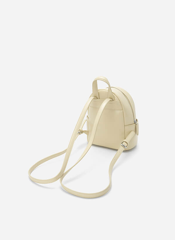 Silver Glitter-effect Mini Backpack - BAK 0173 - Light Yellow - VASCARA
