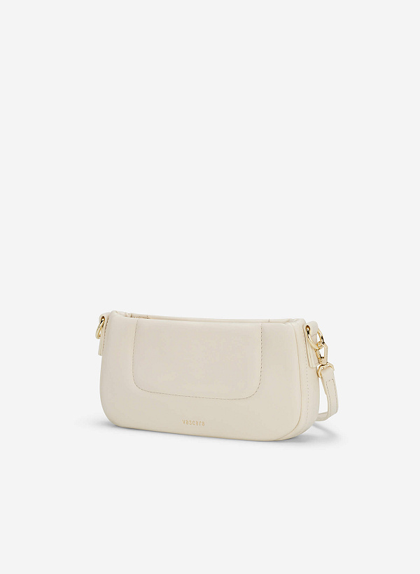 Stone Beaded Handle Handbag - TTE 0109 - Cream - VASCARA