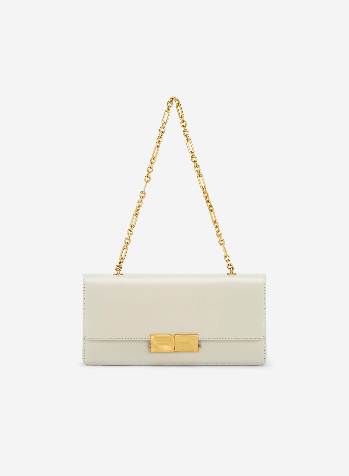 Stripe Décor Metal Lock Handbag - SAC 0315 - Cream - vascara.com