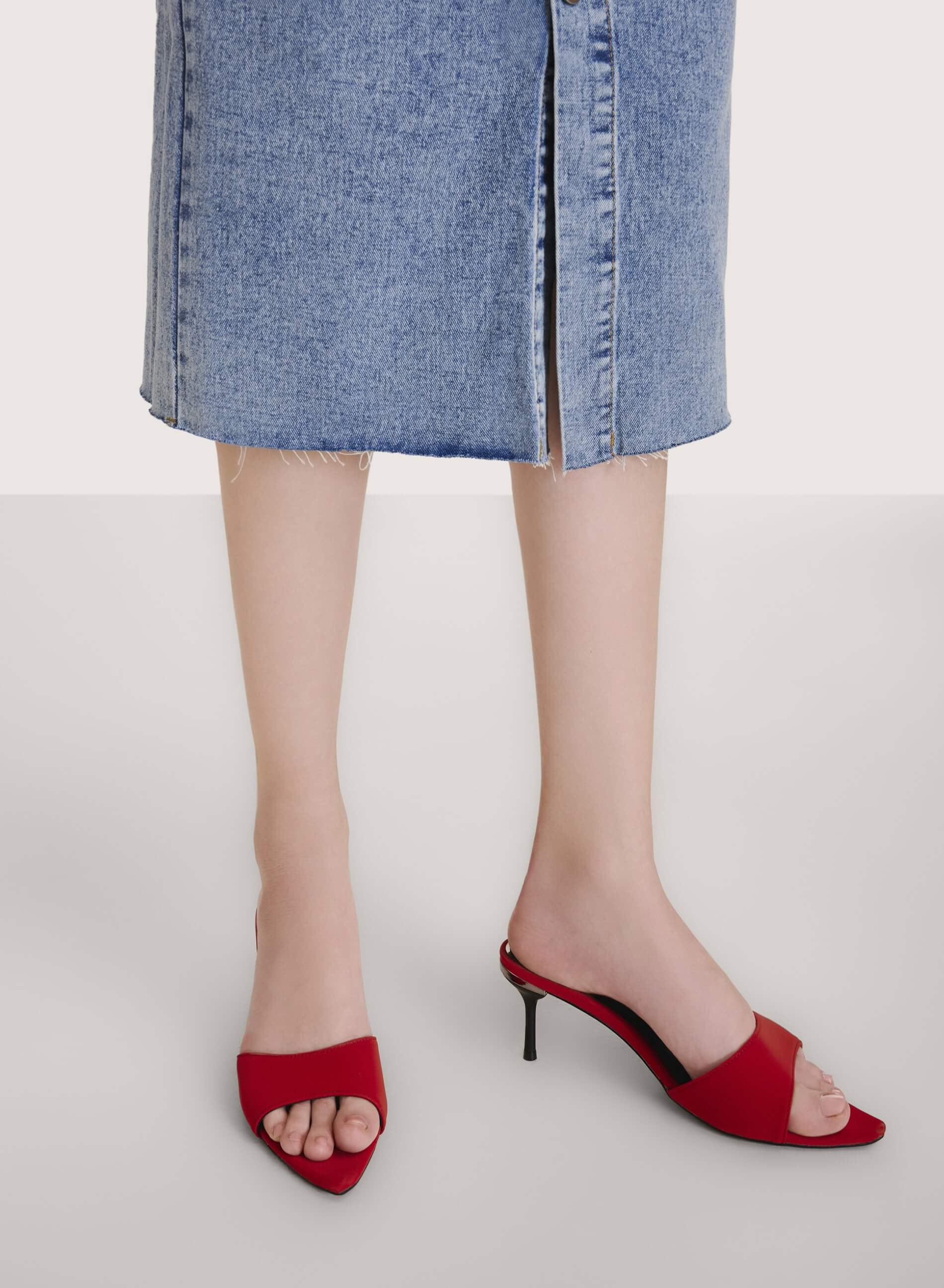 Velvet Heel Mules - MUL 0180 - Red | VASCARA