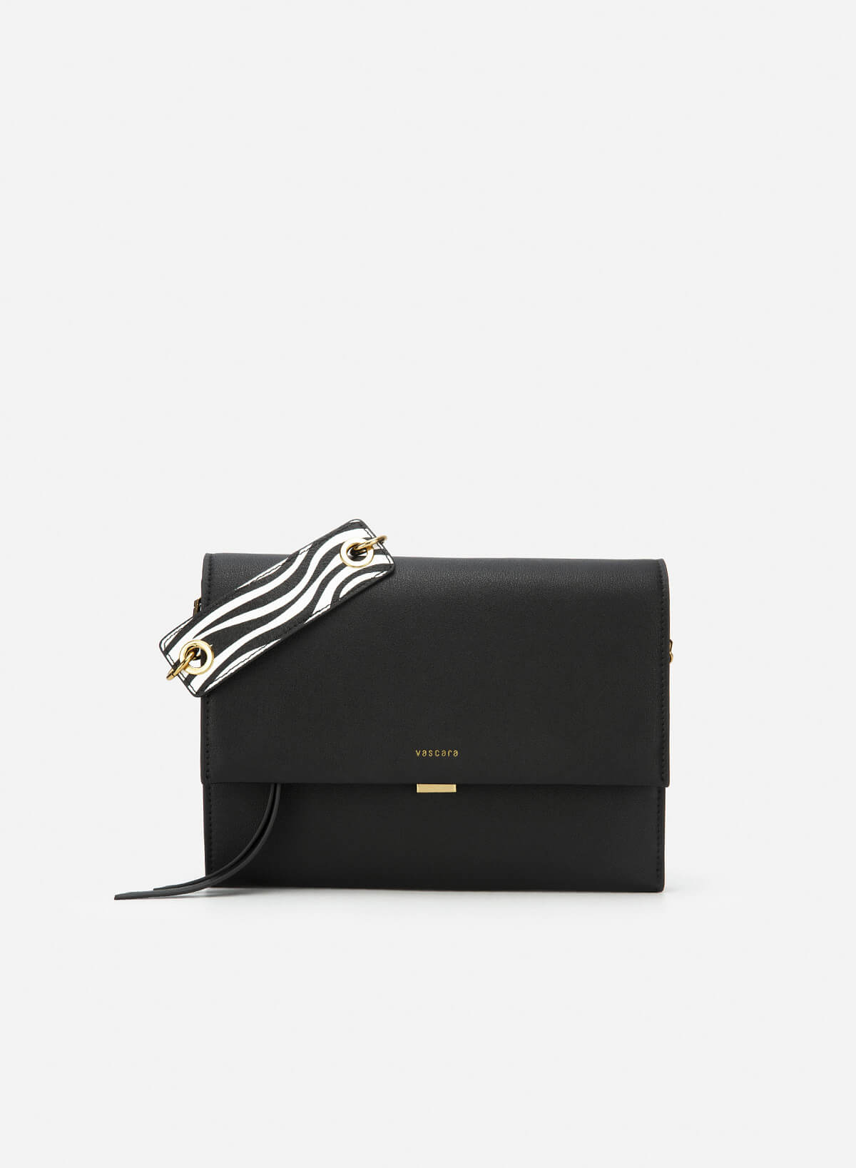 Zebra / Leopard Print Chain Link Décor Clutch - CLT 0113 - Black - vascara.com