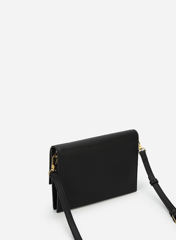 Zebra / Leopard Print Chain Link Décor Clutch - CLT 0113 - Black - VASCARA