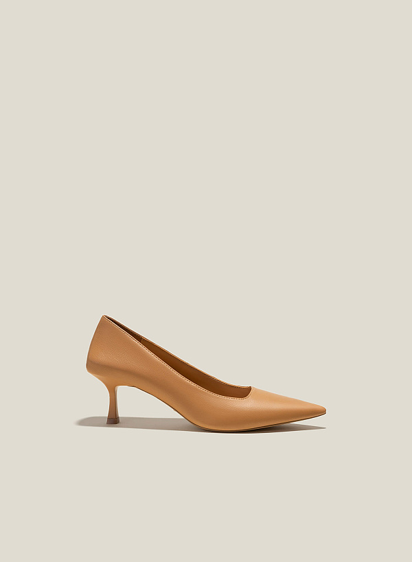 Giày Bít Mũi Nhọn Spool Heel - BMN 0576 - Màu Nâu Sáng