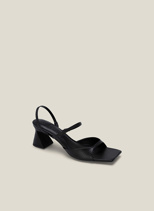 Giày Sandal Spool Heel Quai Mảnh - SDN 0756 - Màu Đen