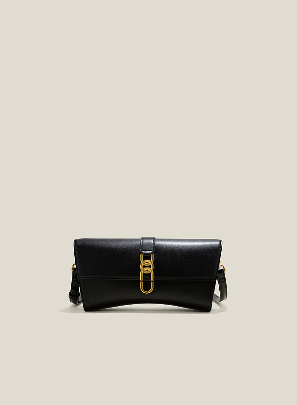 Túi đeo chéo phối khóa mắt xích - SHO 0223 - Màu đen