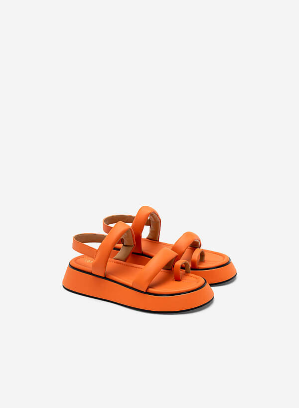 Giày sandal đế chunky nhấn quai phồng - SDK 0333 - Màu cam - VASCARA