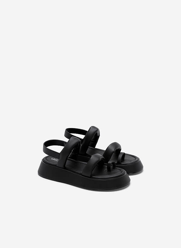 Giày sandal đế chunky nhấn quai phồng - SDK 0333 - Màu đen - VASCARA