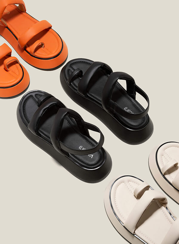 Giày sandal đế chunky nhấn quai phồng - SDK 0333 - Màu đen - VASCARA