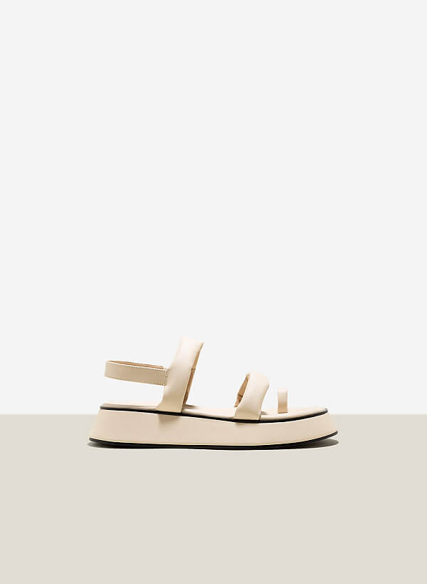 Giày Sandal Đế Chunky Nhấn Quai Phồng - SDK 0333 - Màu Kem