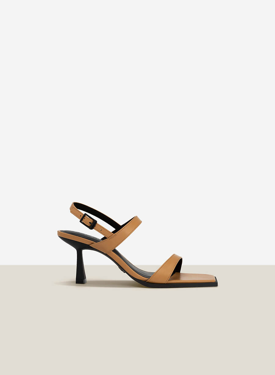 Giày sandal mũi vuông nhấn cạnh viền đế - SDN 0744 - Màu nâu sáng - vascara.com