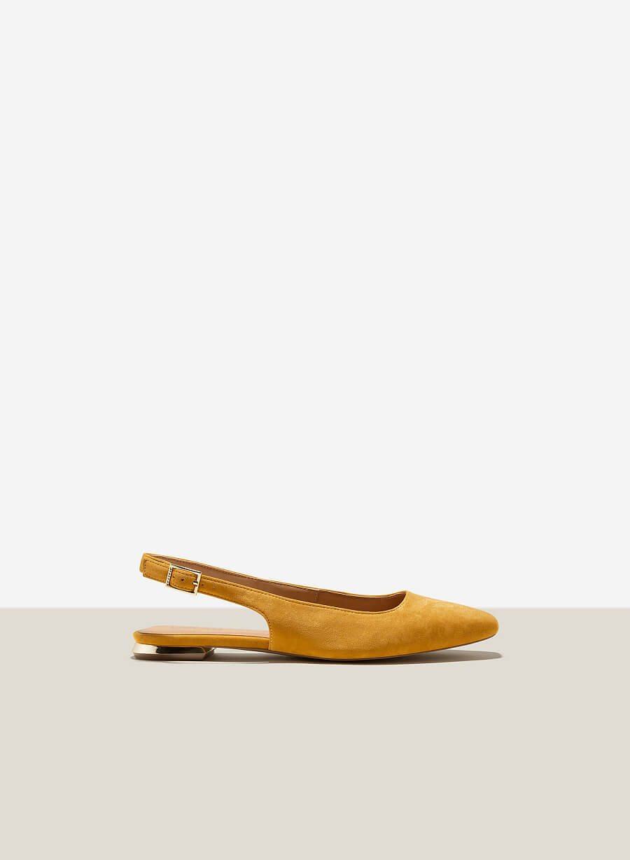 Giày slingback microfiber nhấn gót si - BMN 0572 - Màu vàng - VASCARA