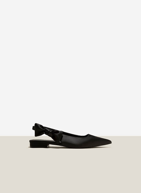 Giày slingback satin nhấn quai nơ - BMN 0575 - Màu đen