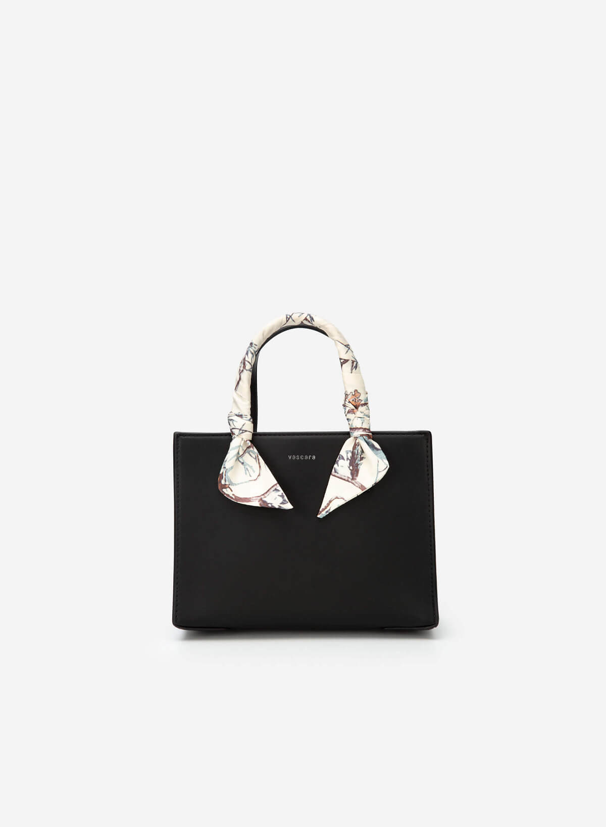 フローラル スカーフストラップ付ハンドバッグ - SAC 0317 - ブラック - VASCARA