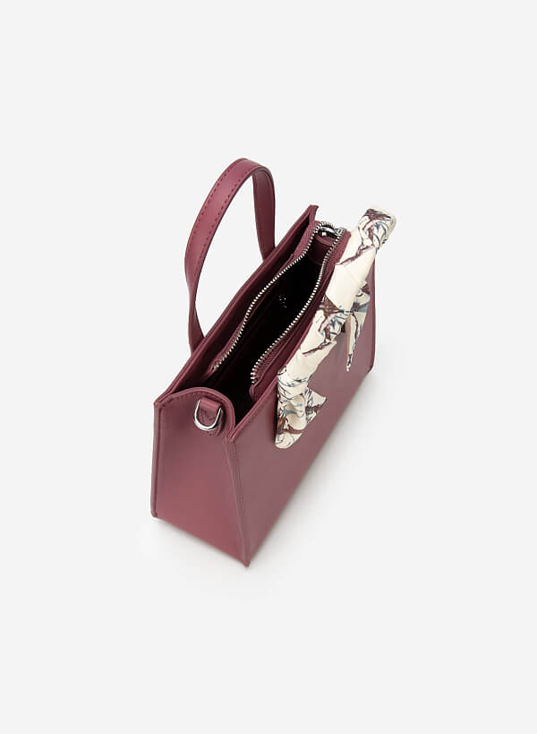 フローラル スカーフストラップ付ハンドバッグ - SAC 0317 - パープル - VASCARA