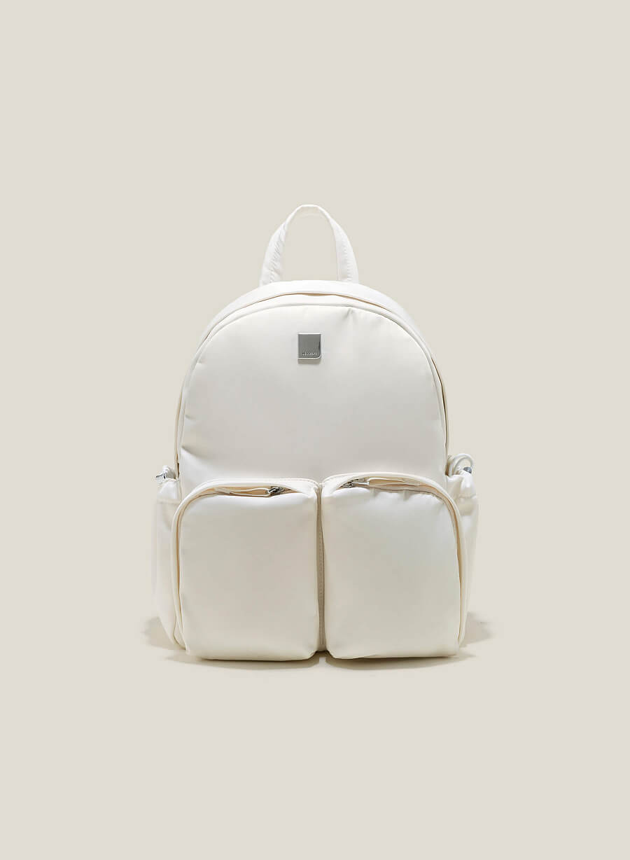 Balo casual nhấn túi phụ - BAC 0198 - Màu kem - vascara.com