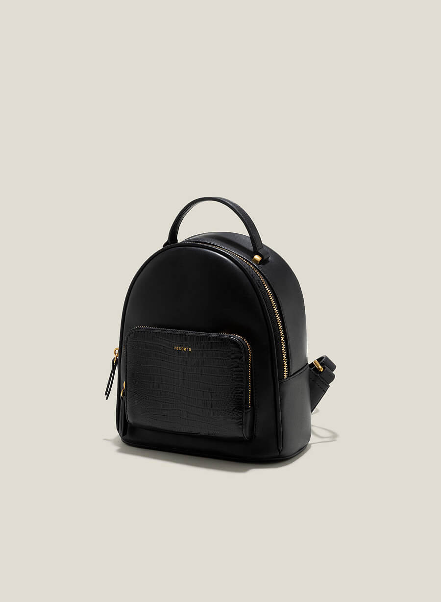 Balo mini nhấn túi phụ vân da kỳ đà - BAC 0195 - Màu đen - vascara.com