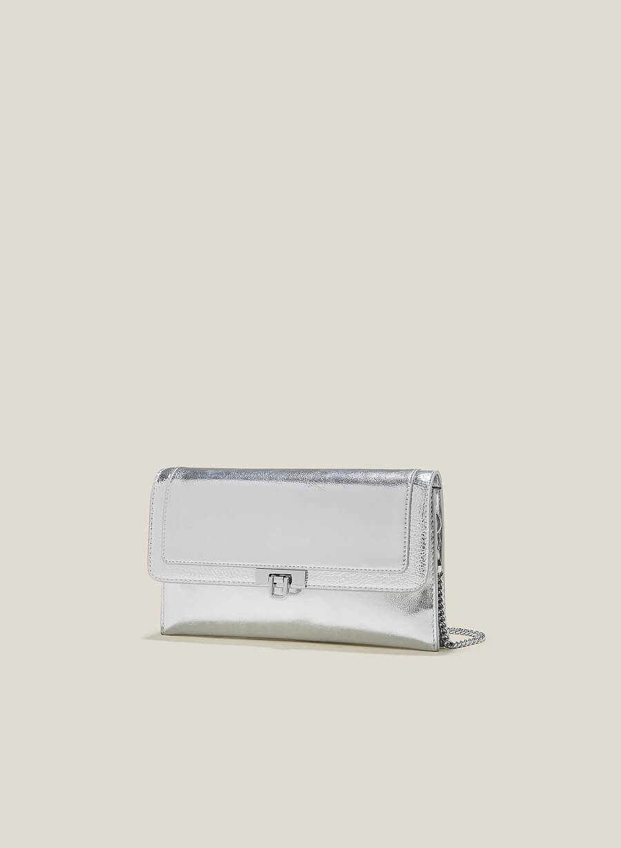 Clutch đi tiệc nhấn viền layer - CLU 0118 - Màu bạc - vascara.com