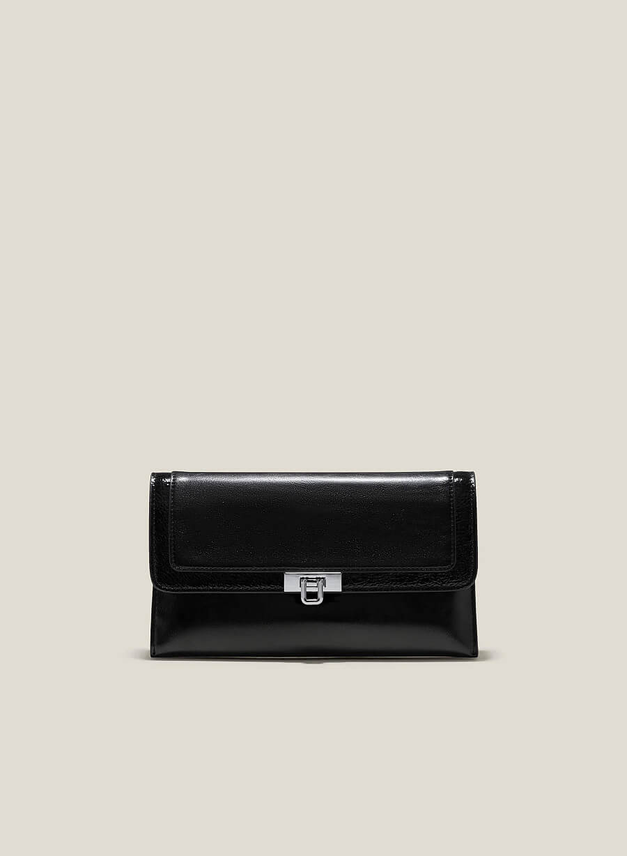 Clutch đi tiệc nhấn viền layer - CLU 0118 - Màu đen - vascara.com