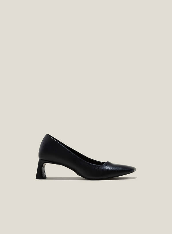 Giày bít mũi vuông gót trụ loe - BMN 0621 - Màu đen