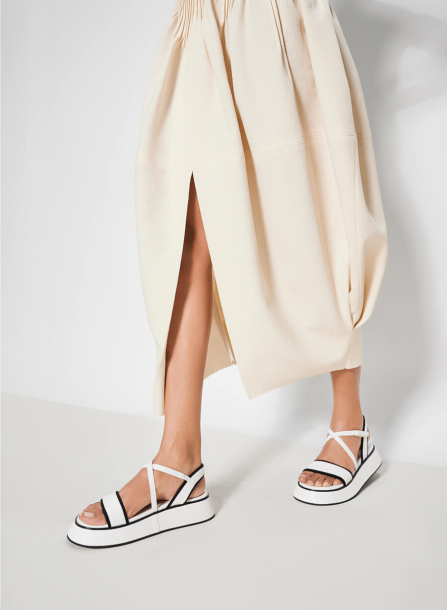 Giày sandal đế chunky phối vân da kỳ đà - SDK 0339 - Màu trắng - vascara.com