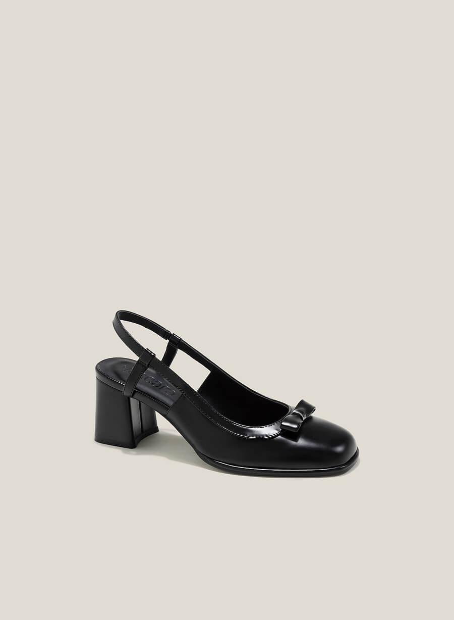 Giày slingback cổ điển gắn nơ - BMN 0632 - Màu đen - vascara.com