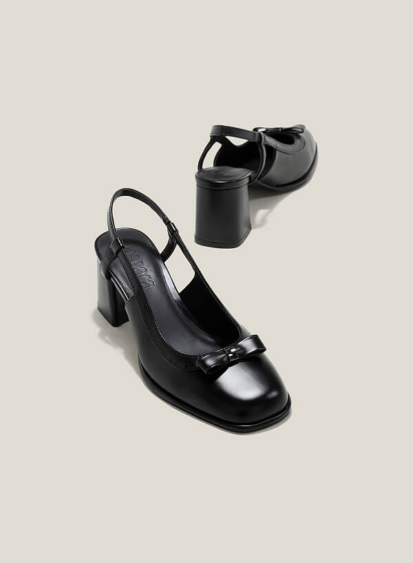 Giày slingback cổ điển gắn nơ - BMN 0632 - Màu đen - VASCARA