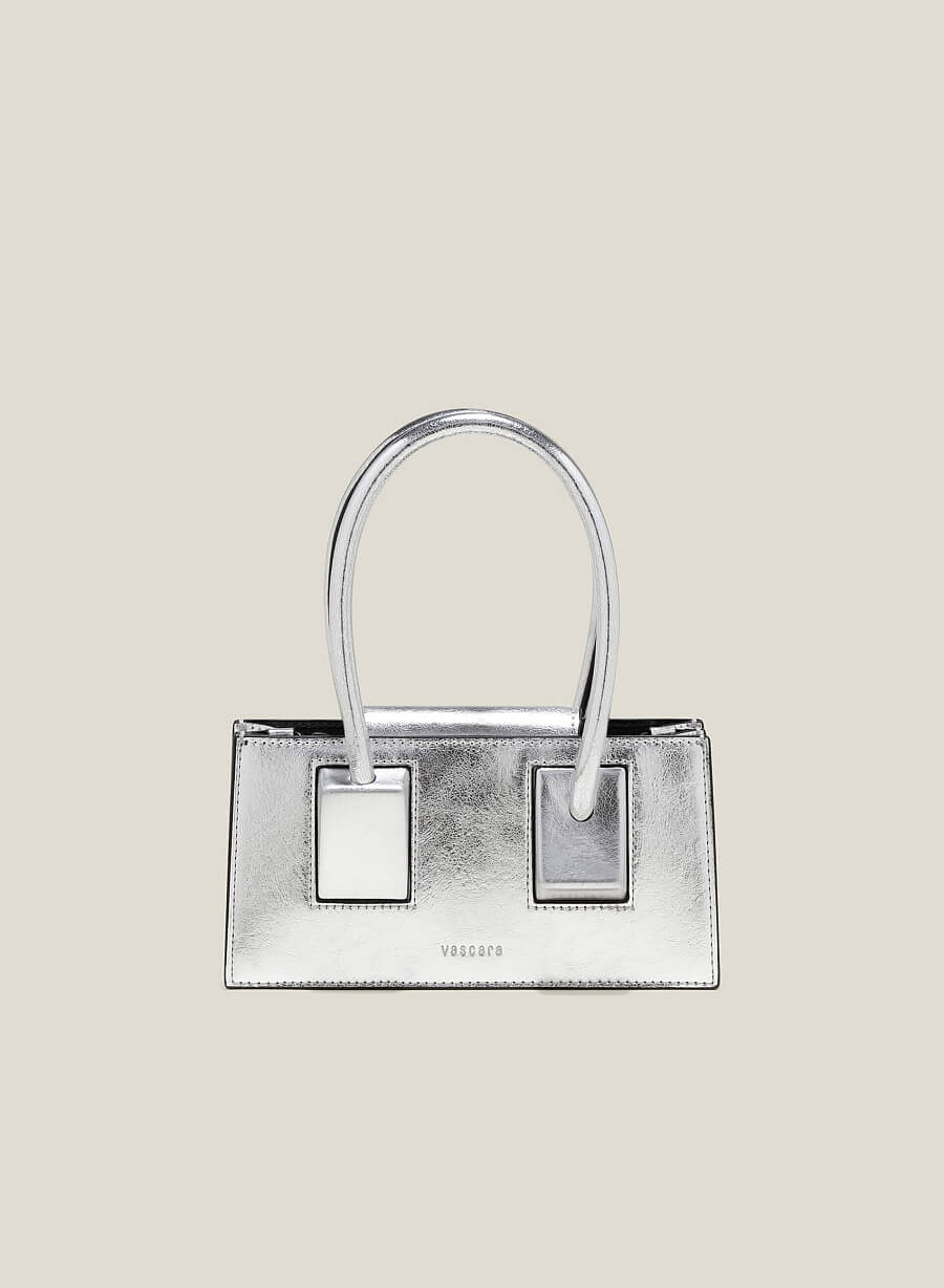 Túi mini metallic nhấn khối chân quai - TOT 0138 - Màu bạc - VASCARA