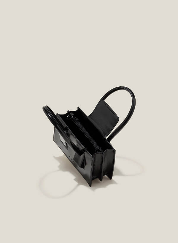Túi mini metallic nhấn khối chân quai - TOT 0138 - Màu đen - VASCARA