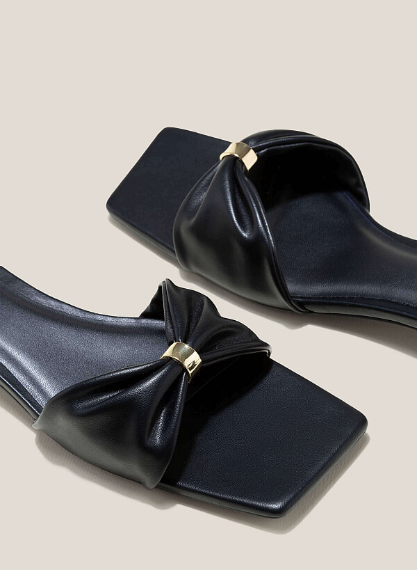Bow Strap Décor Sandals - PUM 0757 - Black - VASCARA