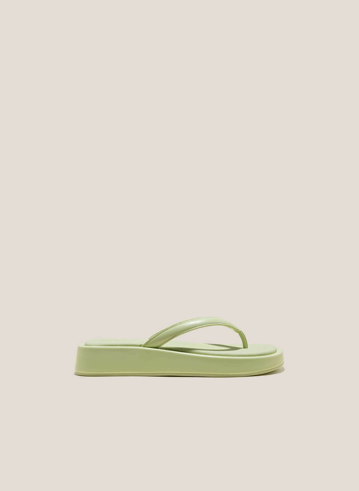 Canvas-Effect Platform Flip Flops - FLI 0192 - Mint - vascara.com