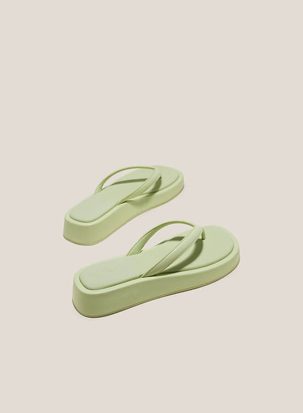 Canvas-Effect Platform Flip Flops - FLI 0192 - Mint - VASCARA